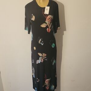 Elegant Black Floral Midi Dress